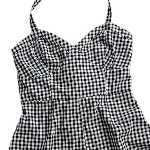Anthropologie Maeve Halter Gingham Romper Size 12 Black White Sweetheart NWT - Picture 11 of 11